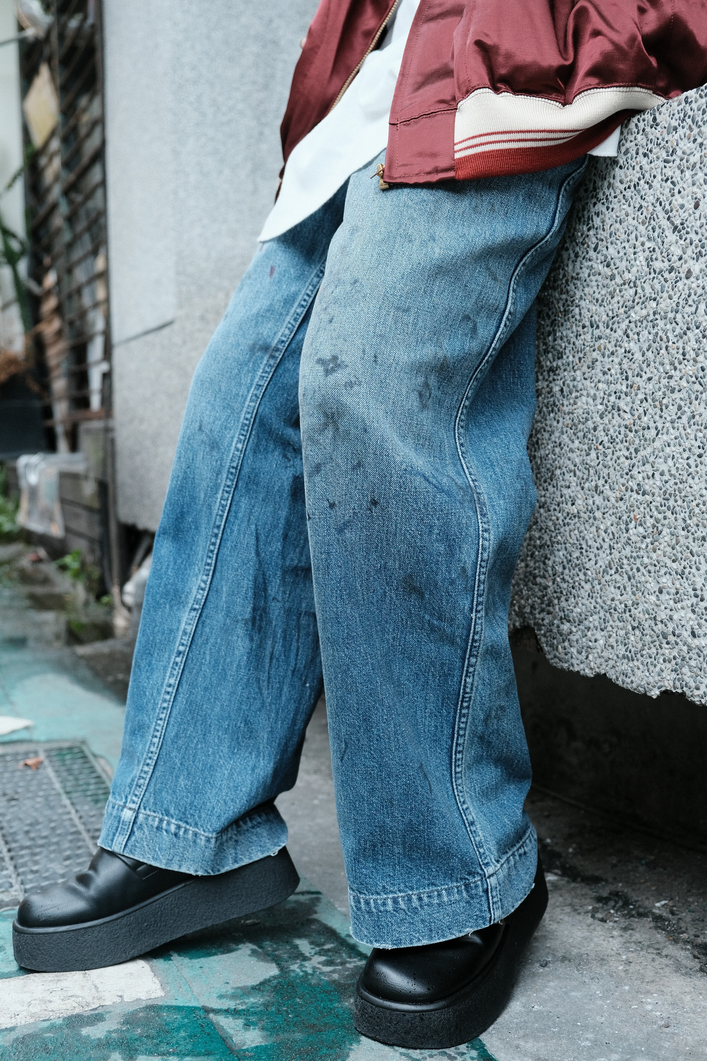 BOW WOW - USN DENM TROUSERS / INDIGO AGEING PAINTED