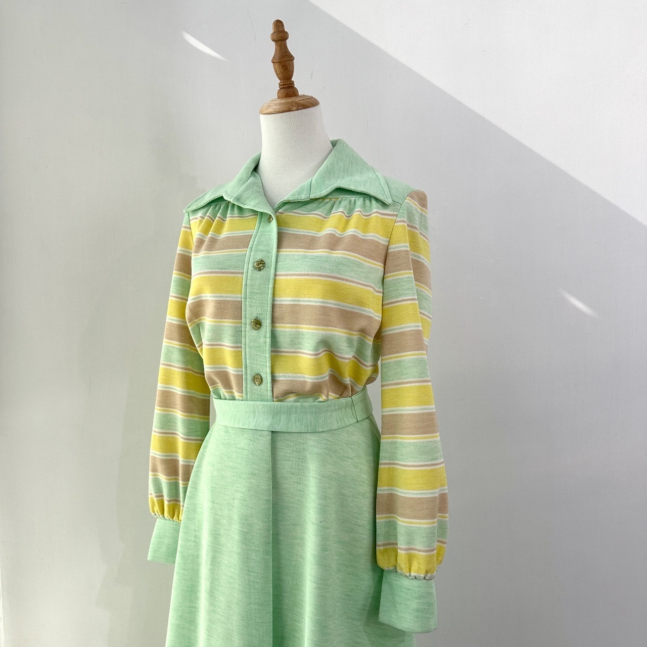 美國製 Plaza South 八十年代色彩間條連身裙