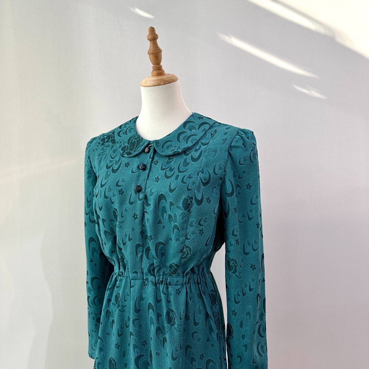 神秘感孔雀藍魔法變身光環連身裙