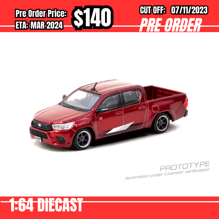 PO-$140 *Tarmac* 1:64 Toyota Hilux Red [OD26/10]