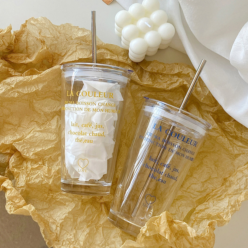 《3207》法式LA COULEUR玻璃吸管杯450ML