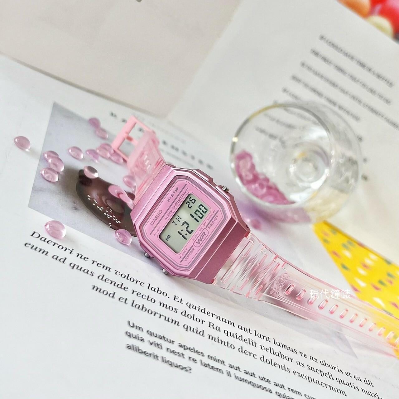 【CASIO 卡西歐】果凍半透明配色電子錶F-91WS-4D 35.2mm 現代鐘錶