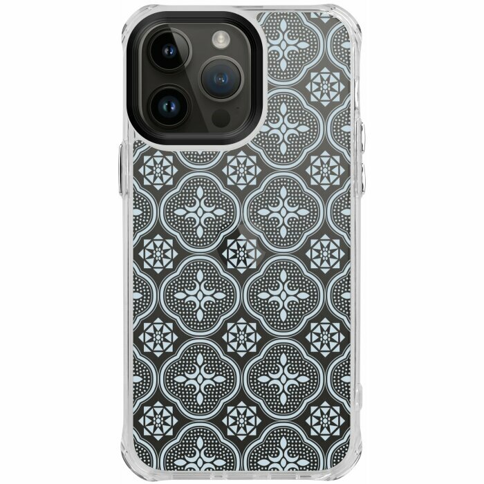 inblooom x The Hood Clear Plus Case/Begonia Glass Pattern/Transparent Blue Grey