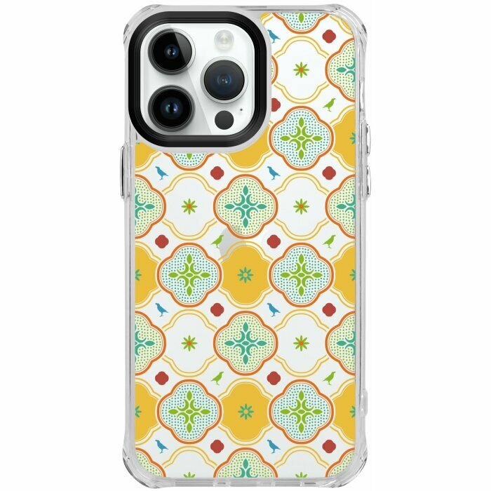 inblooom x The Hood Clear Plus Case/Begonia Glass & Crested Myna/Lemon Green