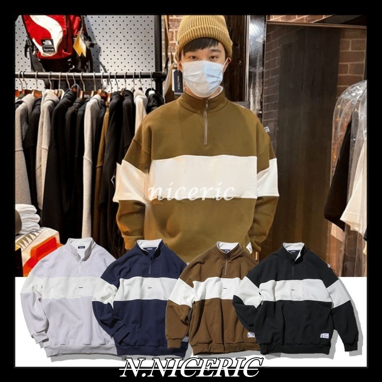 [Nice日韓歐美代購］最新NAUTICA 限定拼色胸前小字母半拉鍊 長袖 大學T