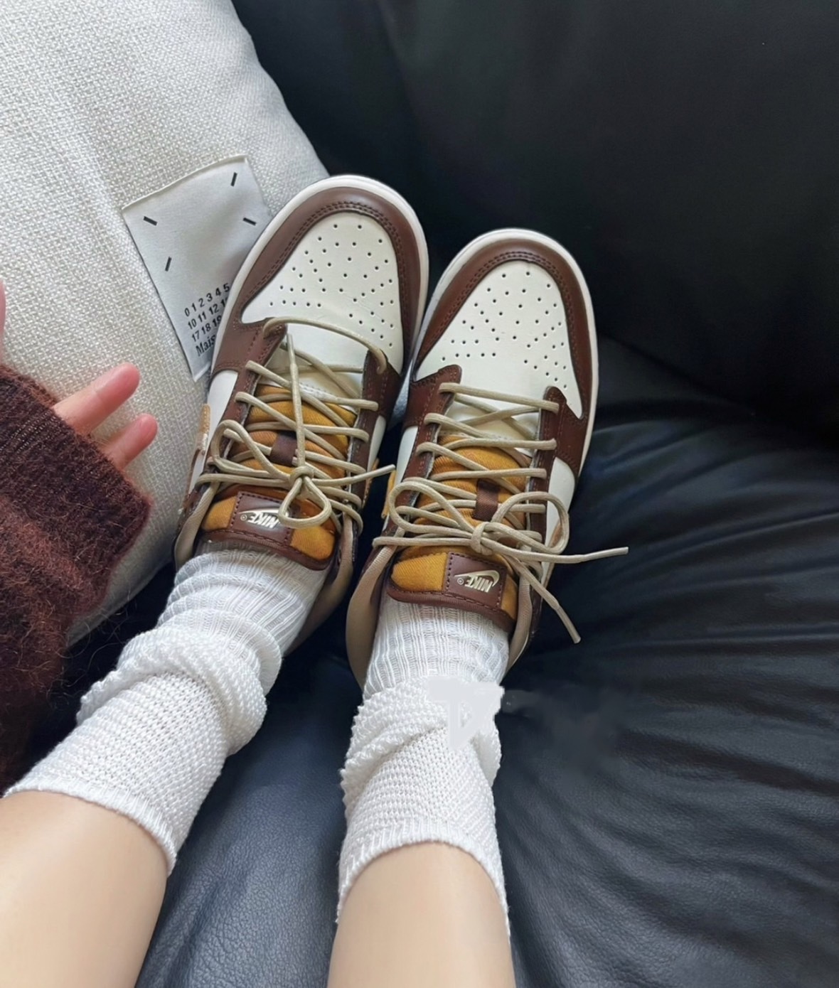 NIKE DUNK LOW GS  巧克力色 可可色 摩卡 橘 大地色系 格紋 拼接 大童鞋