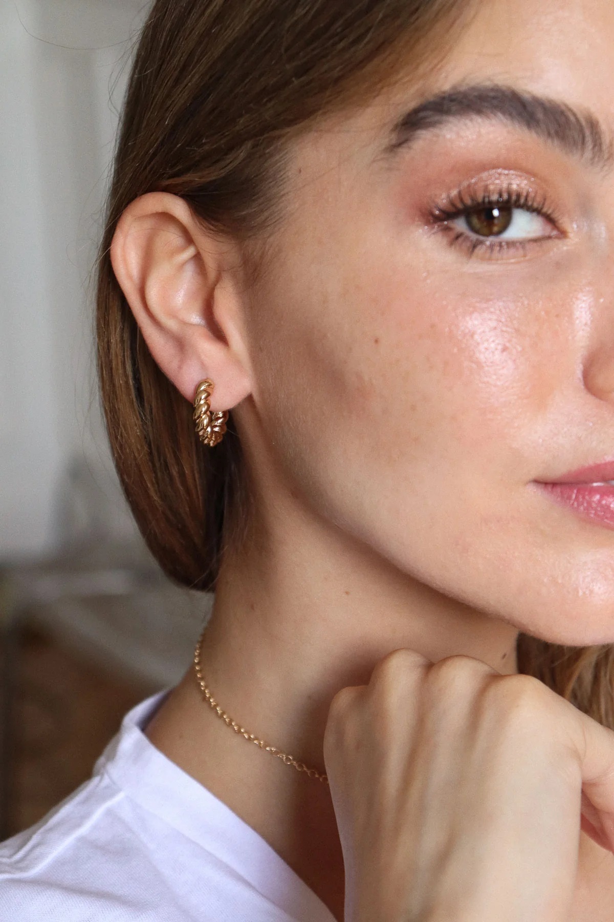 Waekura Earrings Line Palladium (WA164)