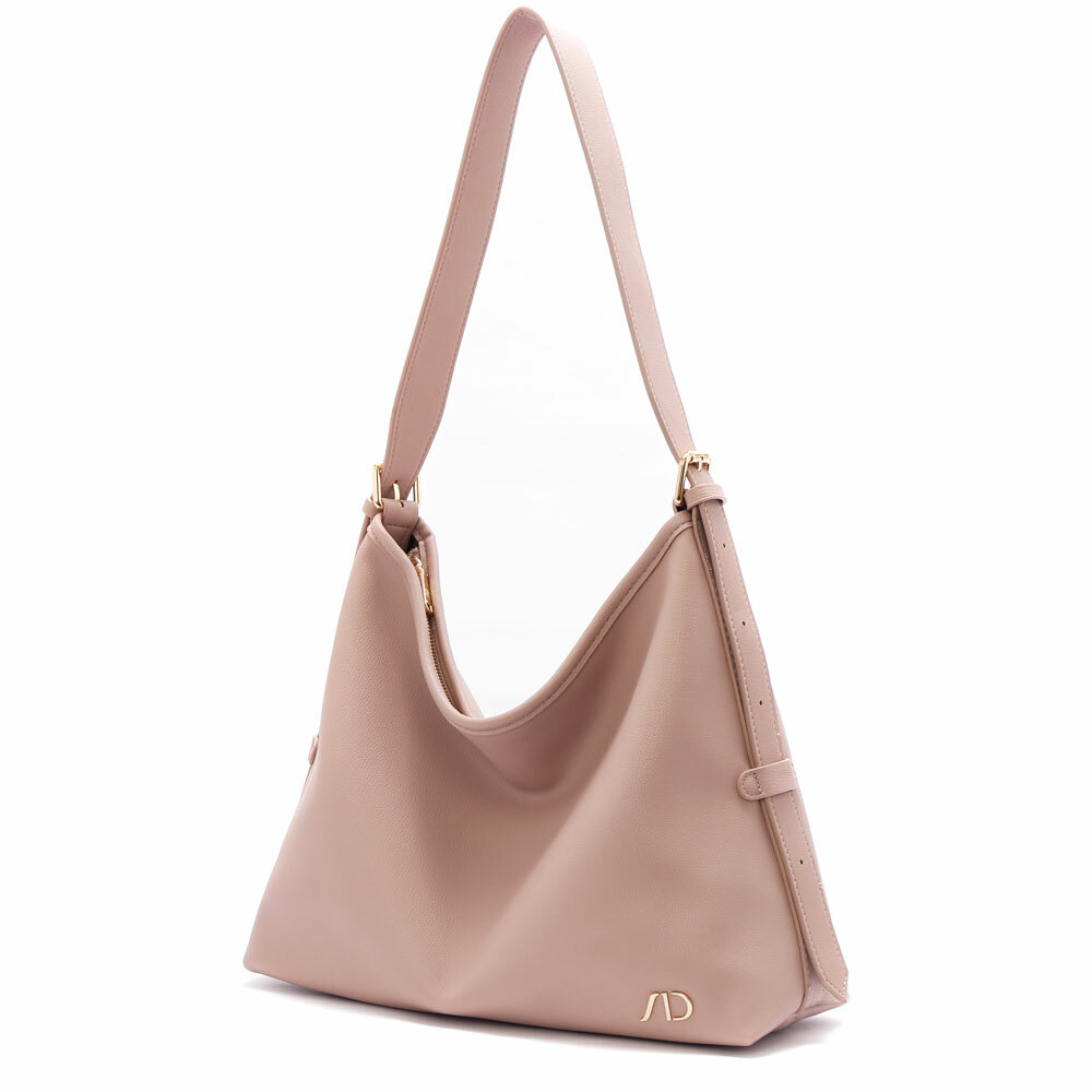 好感日常兩用拉鍊斜背包 淺粉