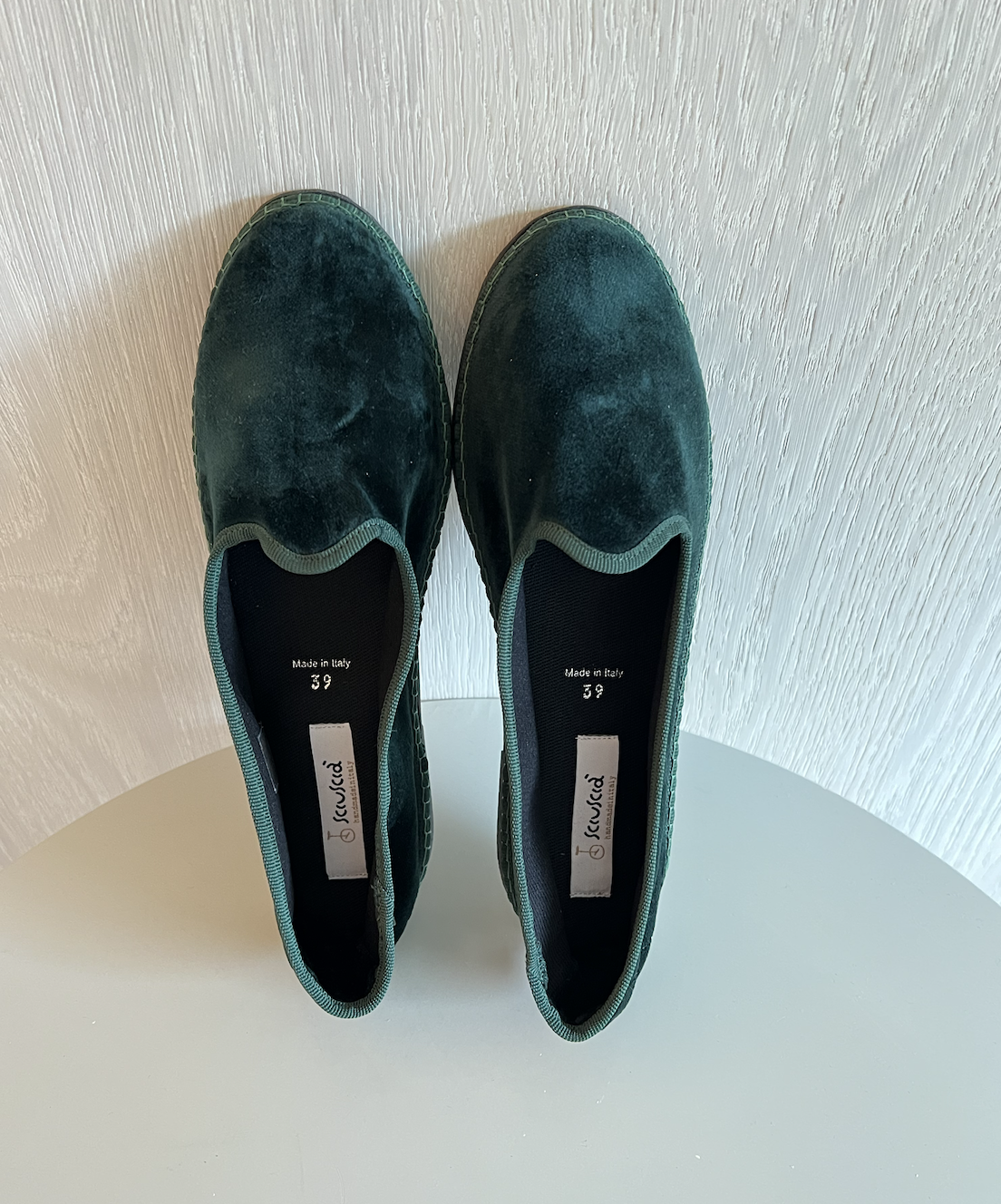 SCIUSCIA 絨面樂福鞋(大人款) Tragara Green Velvet 綠