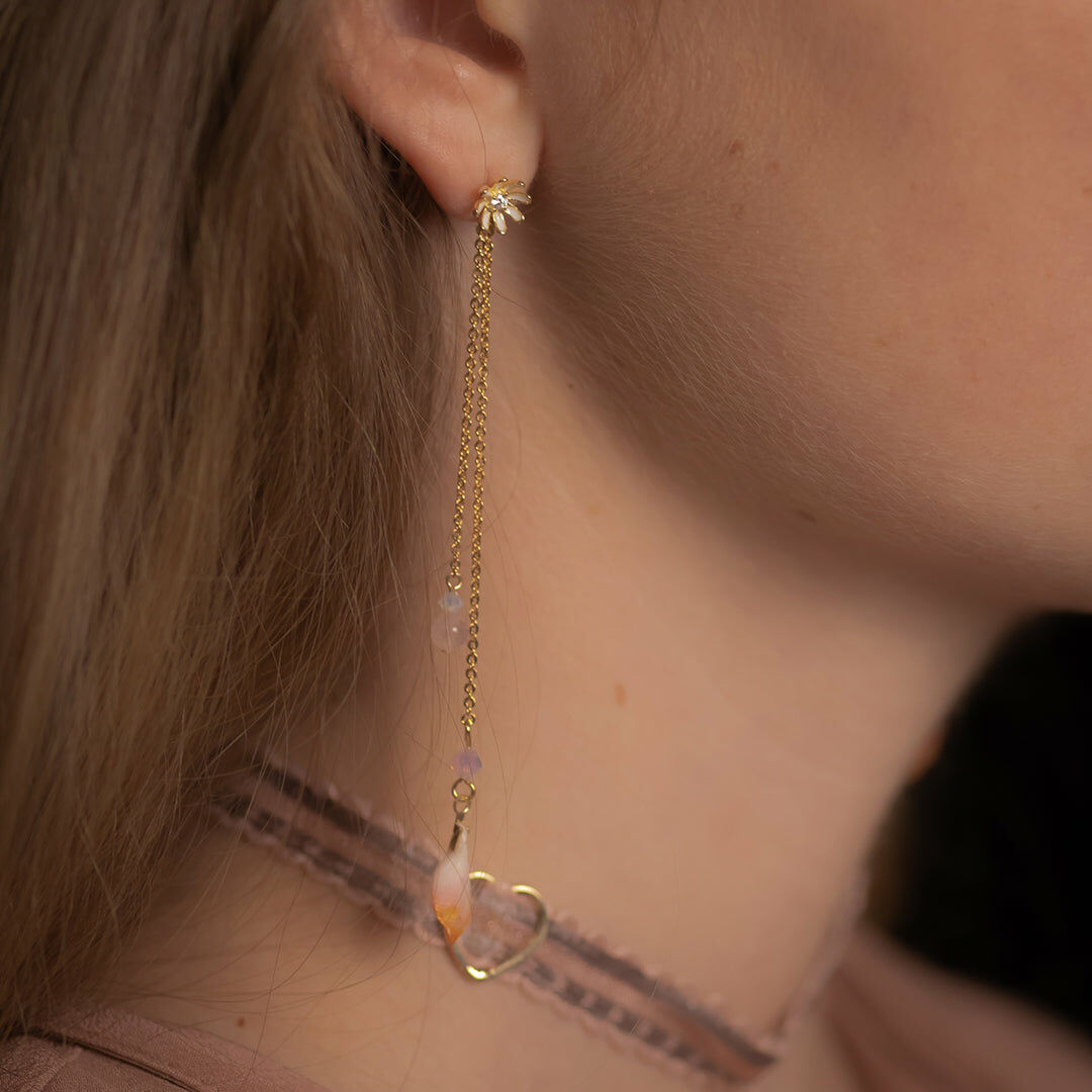 Rose Quartz Rainshower 14K Gold-plated 925 Silver Earrings