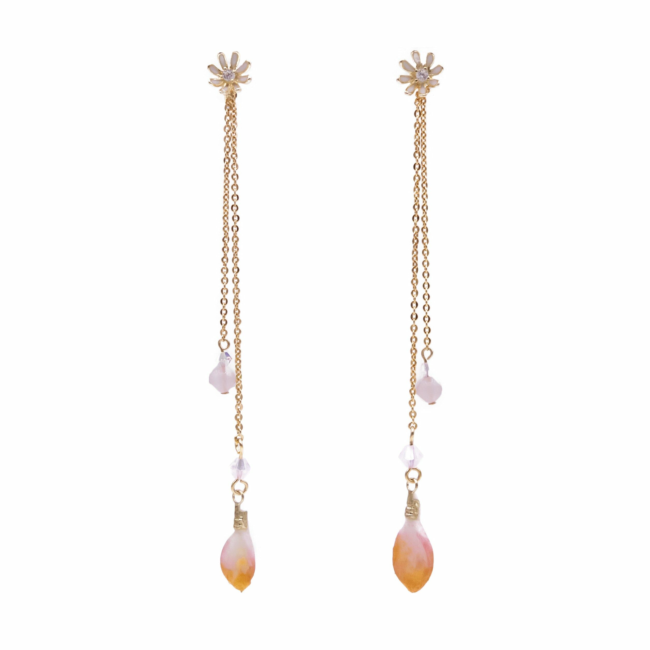 Rose Quartz Rainshower 14K Gold-plated 925 Silver Earrings