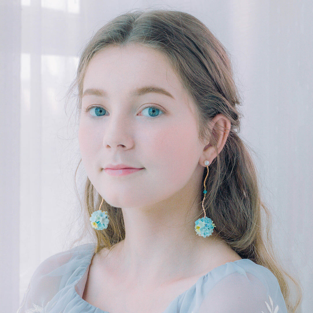 ZINNIA Aqua Rosegold-plated 925 Silver Bouquet Earrings