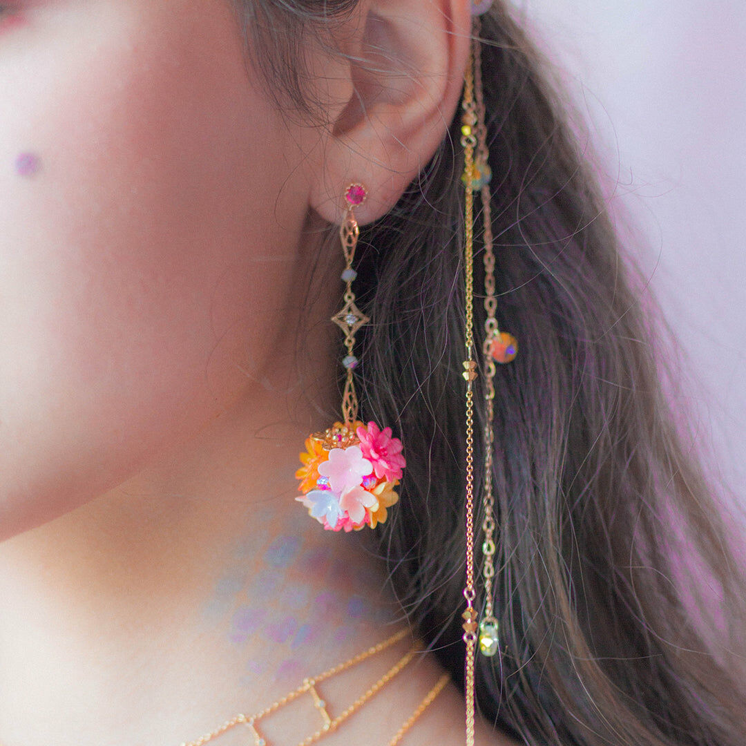 ZINNIA Mermaid Gold-plated 925 Silver Bouquet Earrings