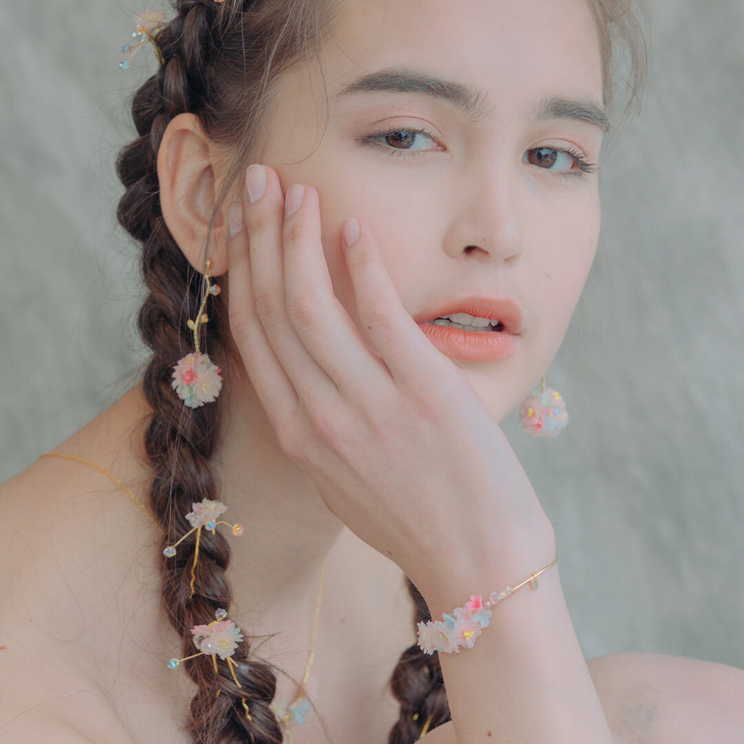 SAKURA COLLECTION Noon-Sakura Gold-plated 925 Silver Bouquet Earrings