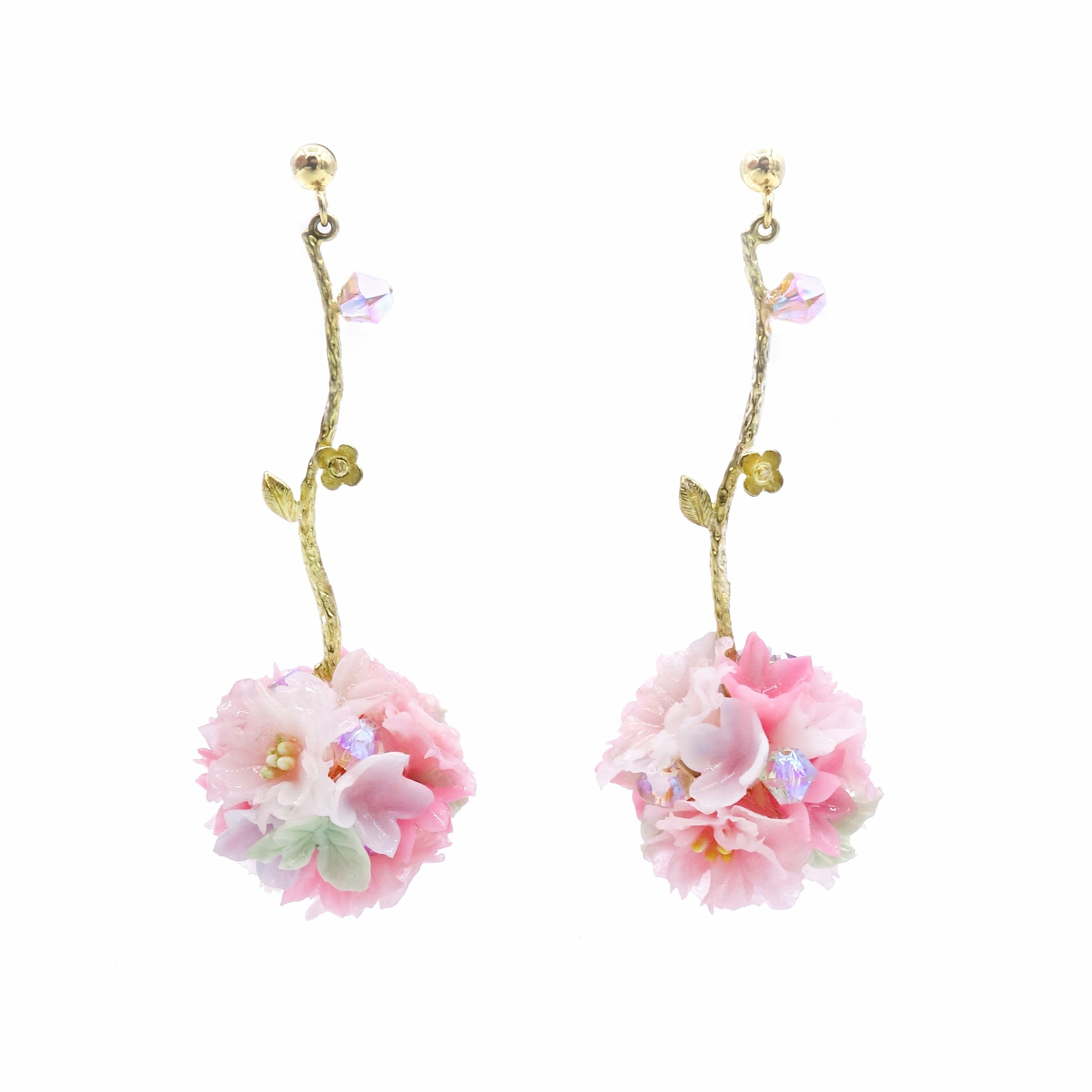 SAKURA COLLECTION Noon-Sakura Gold-plated 925 Silver Bouquet Earrings