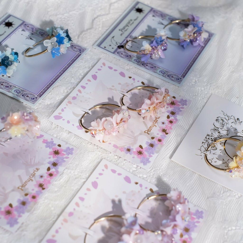 ④ Floral Hoop Earrings (6 Designs)