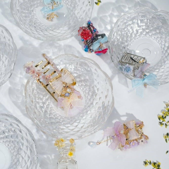 ⑥ Floral Claw Clip with Detachable Pendant (6 Designs)