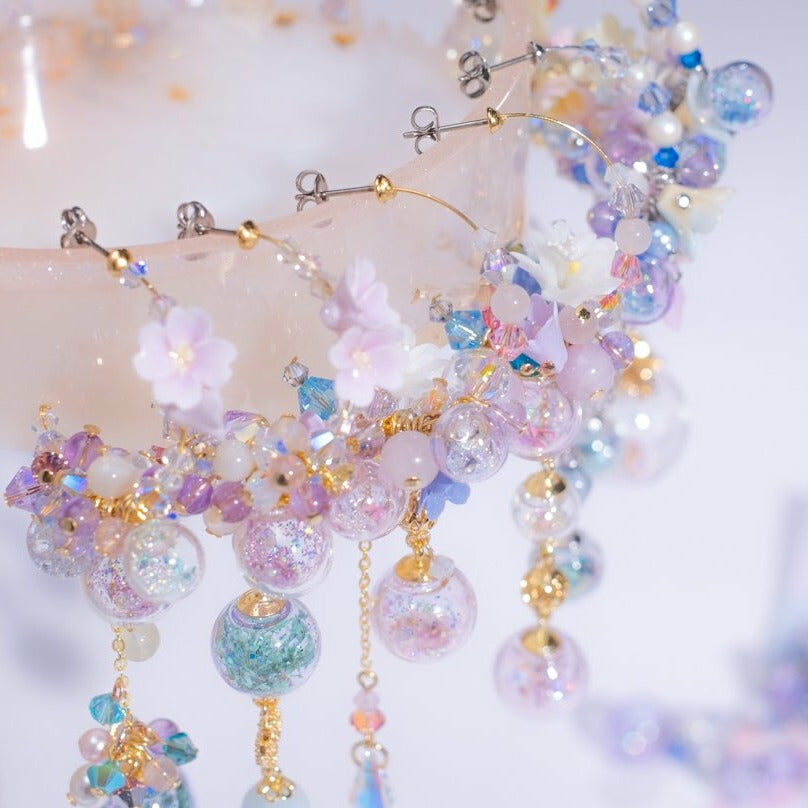 ⑦ Dreamland POM POM Half Hoop Earrings (9 Designs)