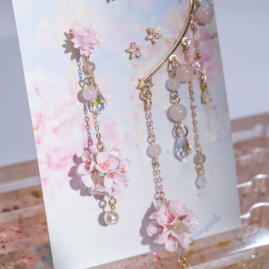 ⑦ Floral Tassels Ear Hook Clip Earrings (11 Designs)