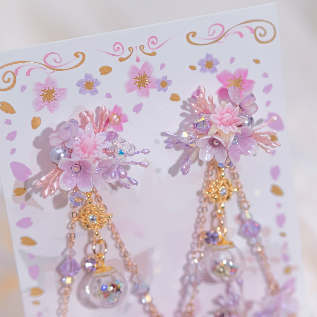 ⑧ 4-way Floral Swing Earrings (11 Designs)