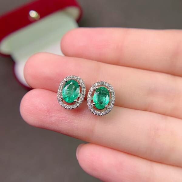 (11.14F)純天然哥倫比亞祖母綠 耳釘