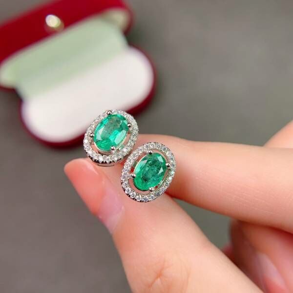 (11.14F)純天然哥倫比亞祖母綠 耳釘