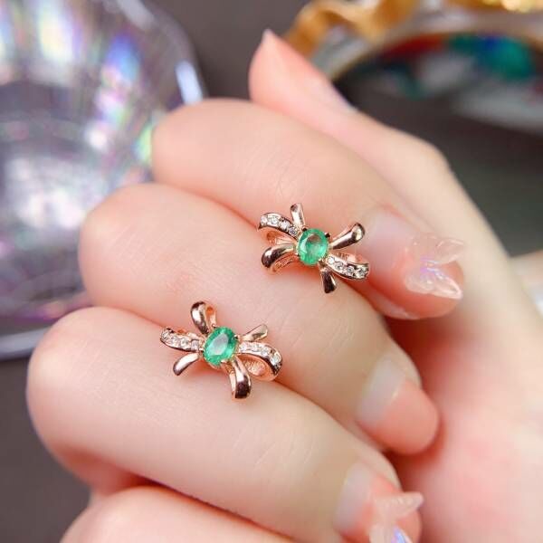 (11.14F)純天然哥倫比亞祖母綠 耳釘