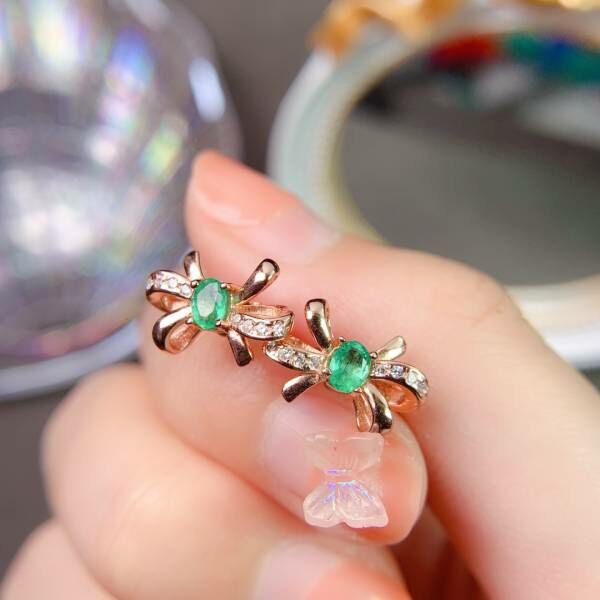 (11.14F)純天然哥倫比亞祖母綠 耳釘