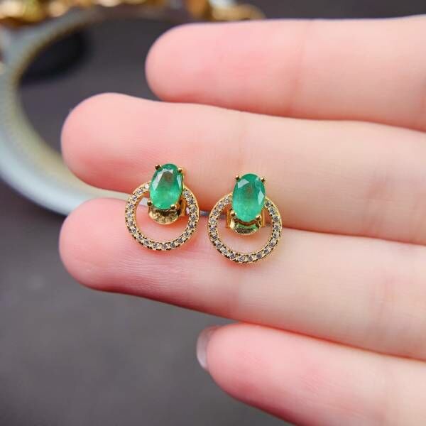 (11.14E)純天然哥倫比亞祖母綠 耳釘