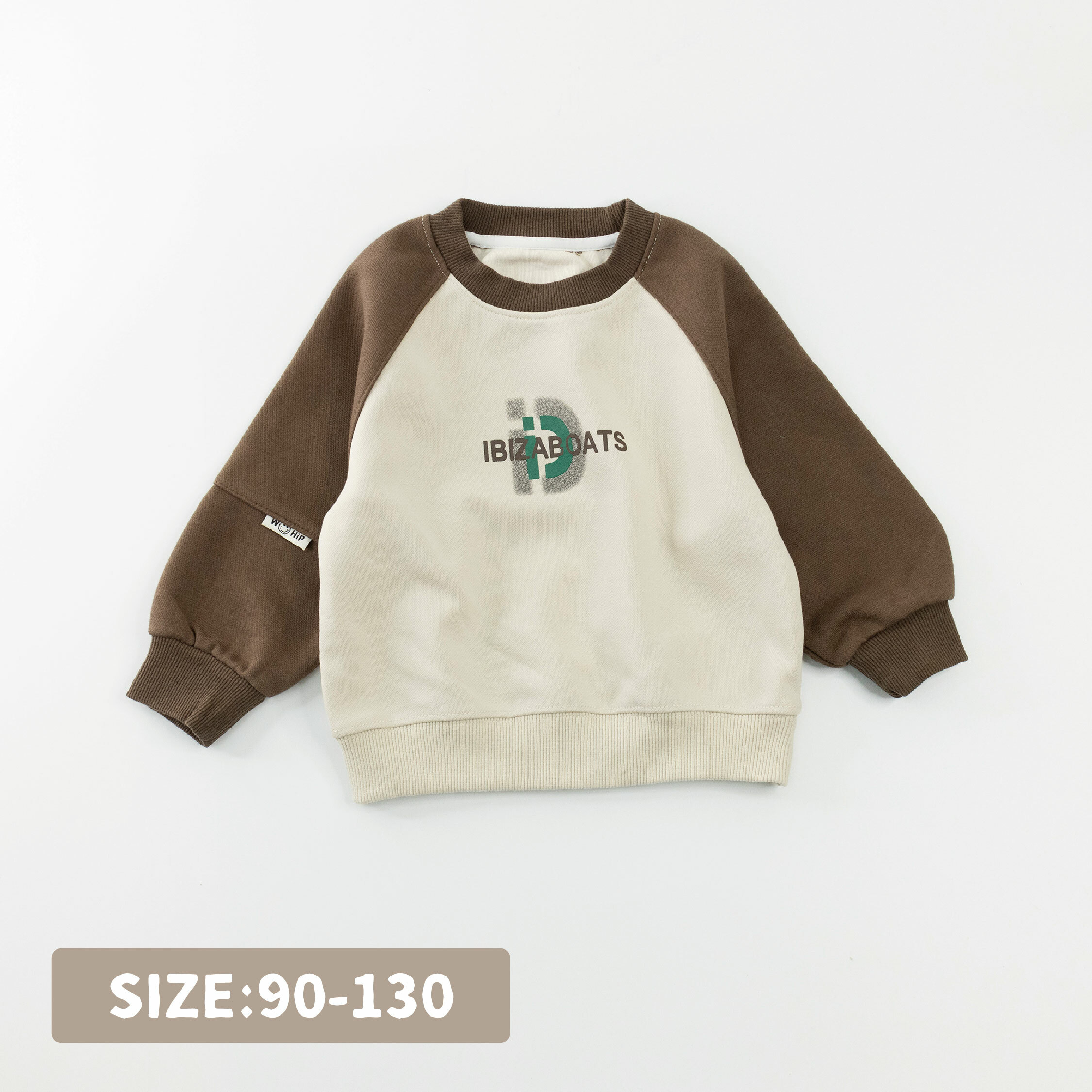 【H35222】個性字母印花拼接袖上衣