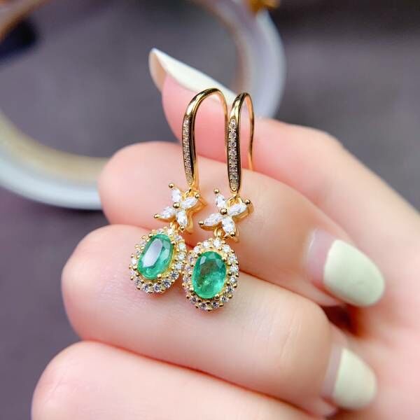 (11.14E)純天然哥倫比亞祖母綠 耳釘