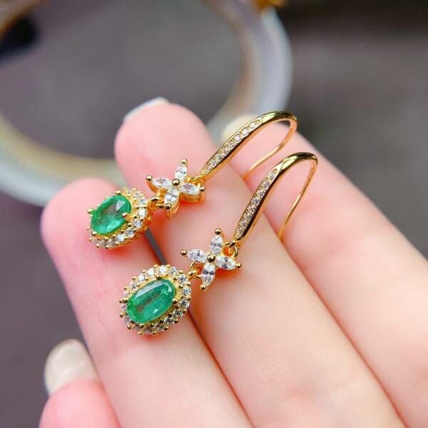 (11.14E)純天然哥倫比亞祖母綠 耳釘