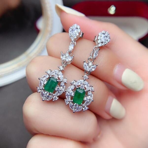 (11.14E)純天然哥倫比亞祖母綠 耳釘