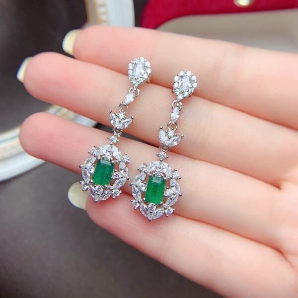 (11.14E)純天然哥倫比亞祖母綠 耳釘