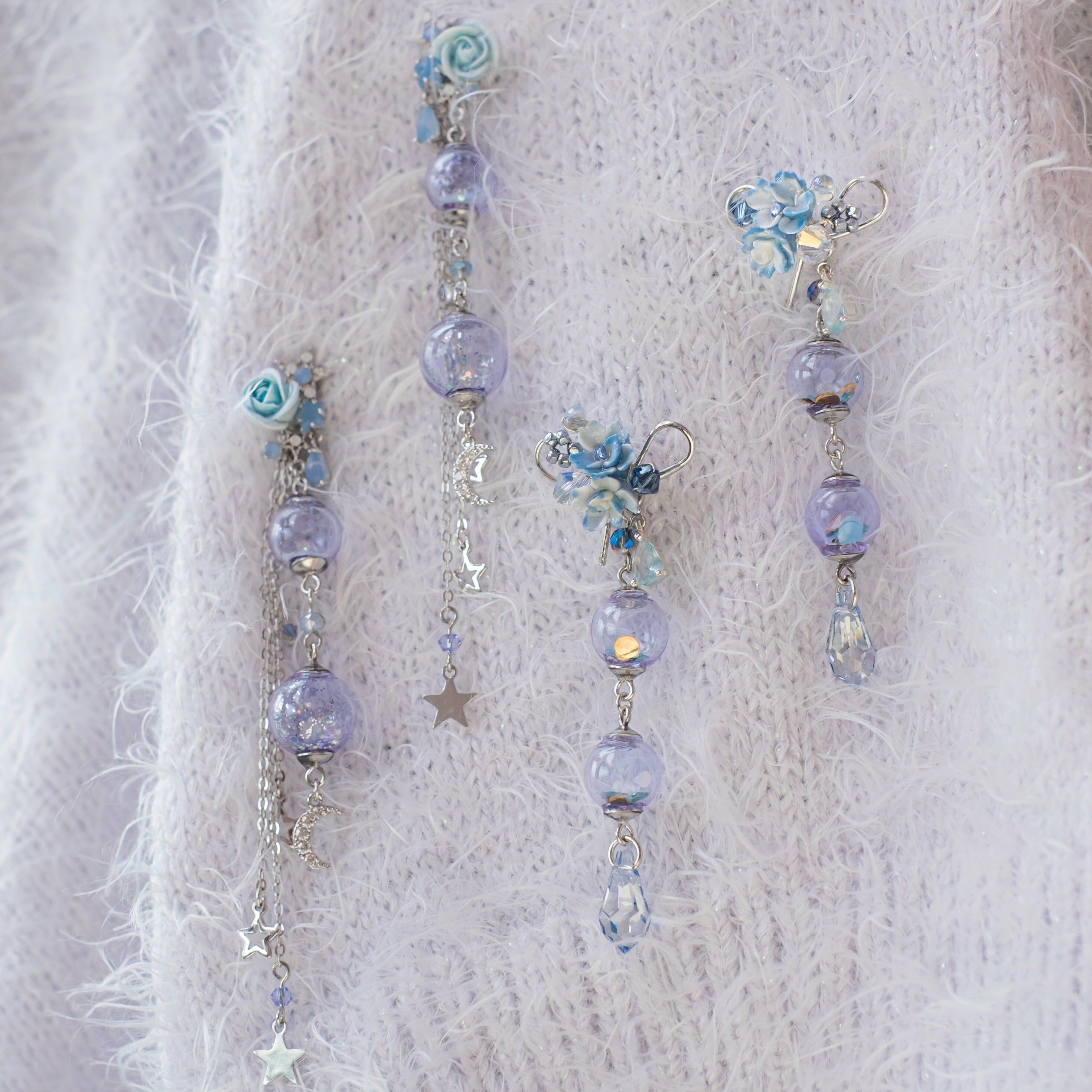 Violet Glass Globe S925 Earrings (2 Designs)