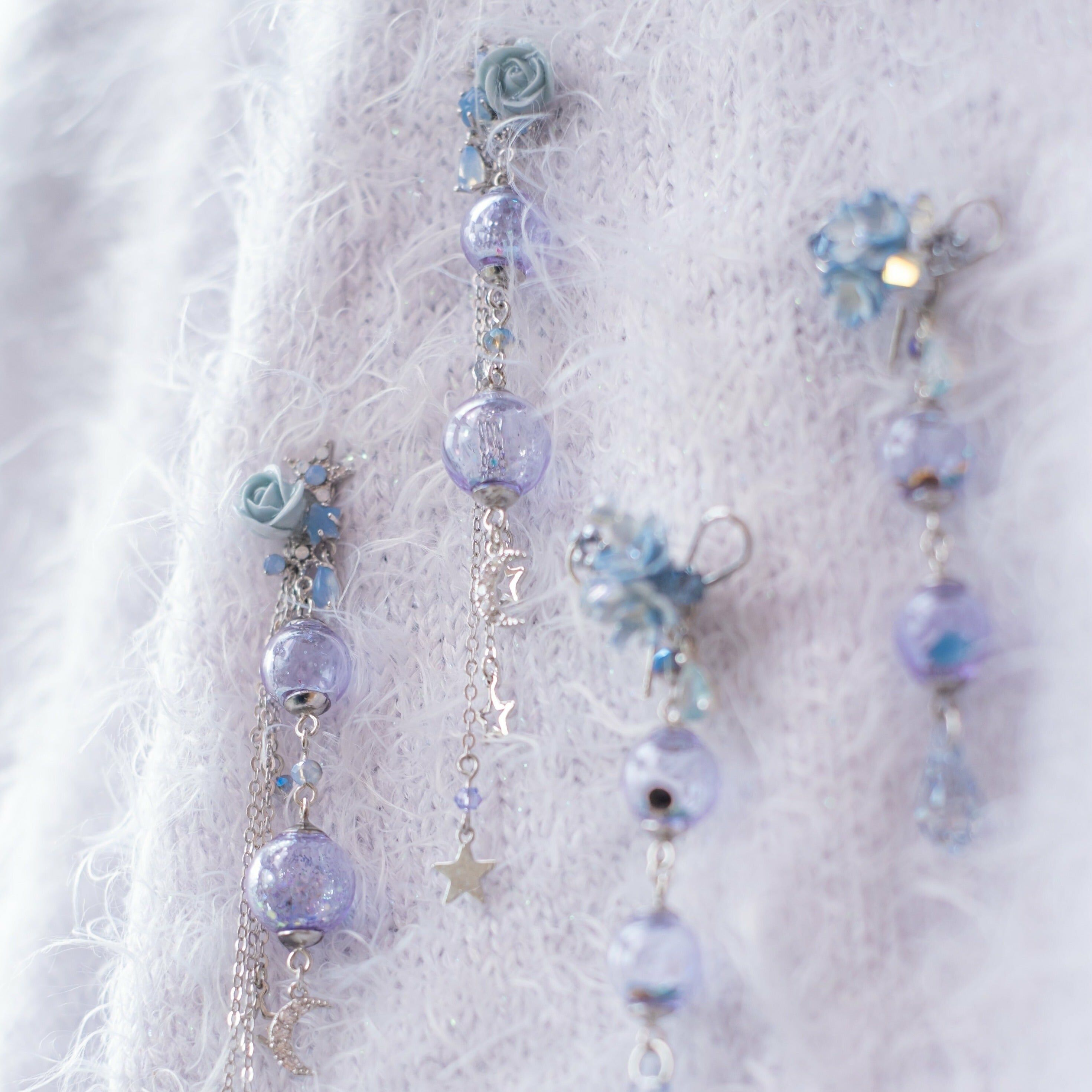 Violet Glass Globe S925 Earrings (2 Designs)