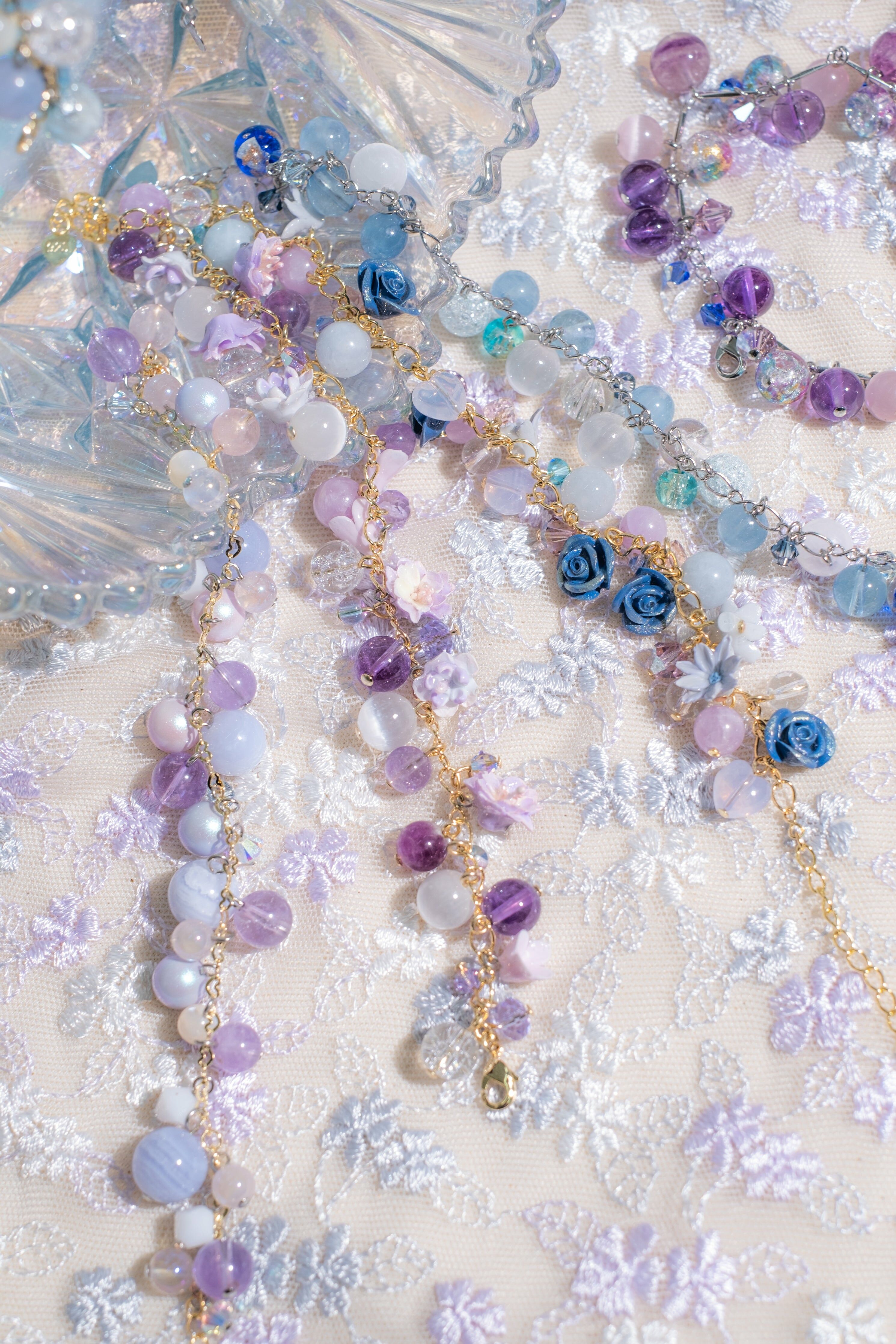 Violet Floral Quartz Bracelet (7 Designs)