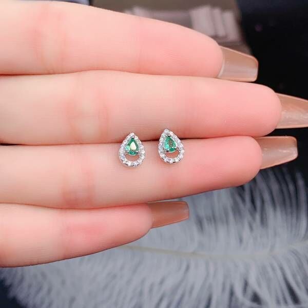 (11.14D)純天然哥倫比亞祖母綠 耳釘