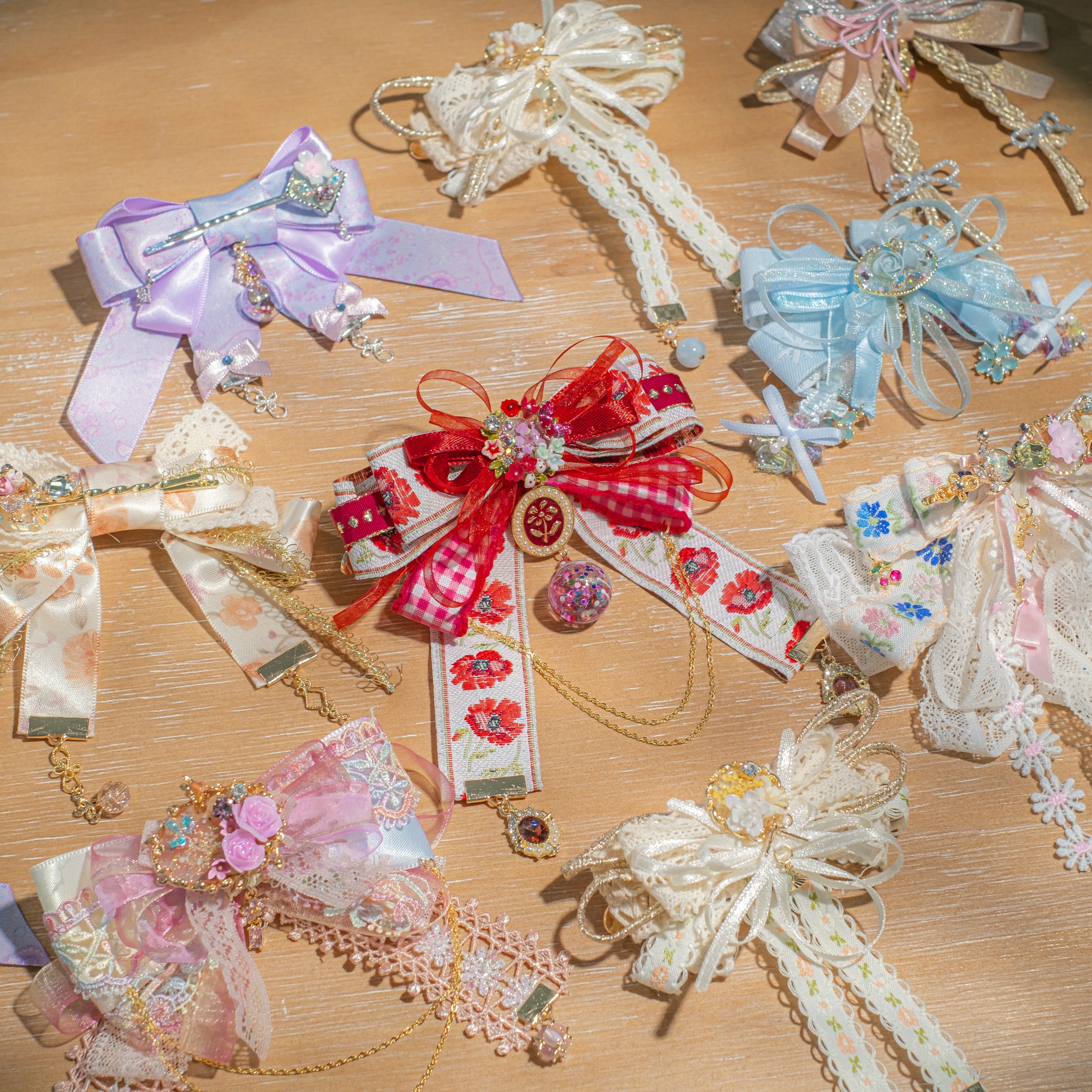 ⑤ Soft Ballet Mini Ribbon Bow Hair Clip (8 Designs)