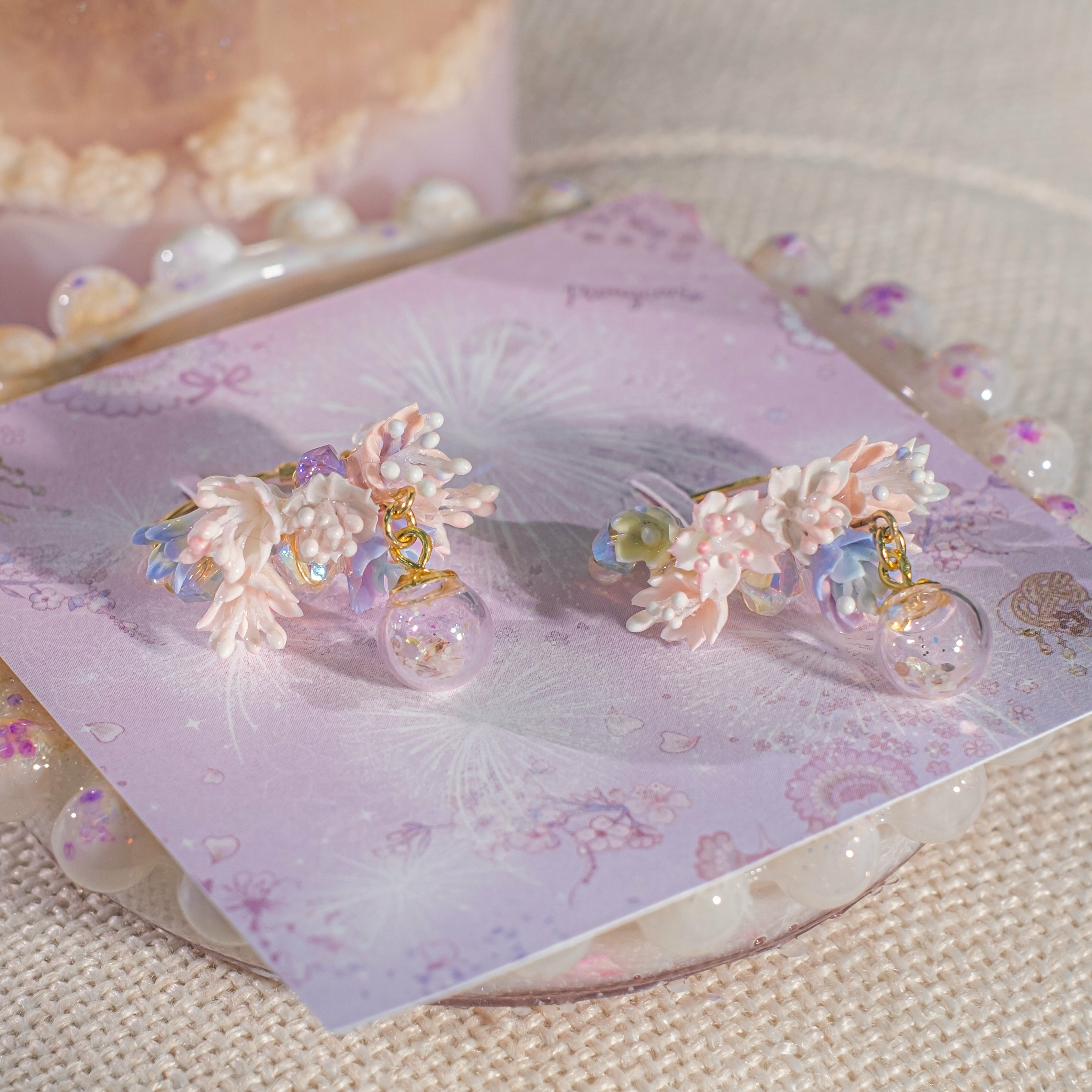 ⑤ Flower Basket S925 Hoop Earrings (7 Designs)