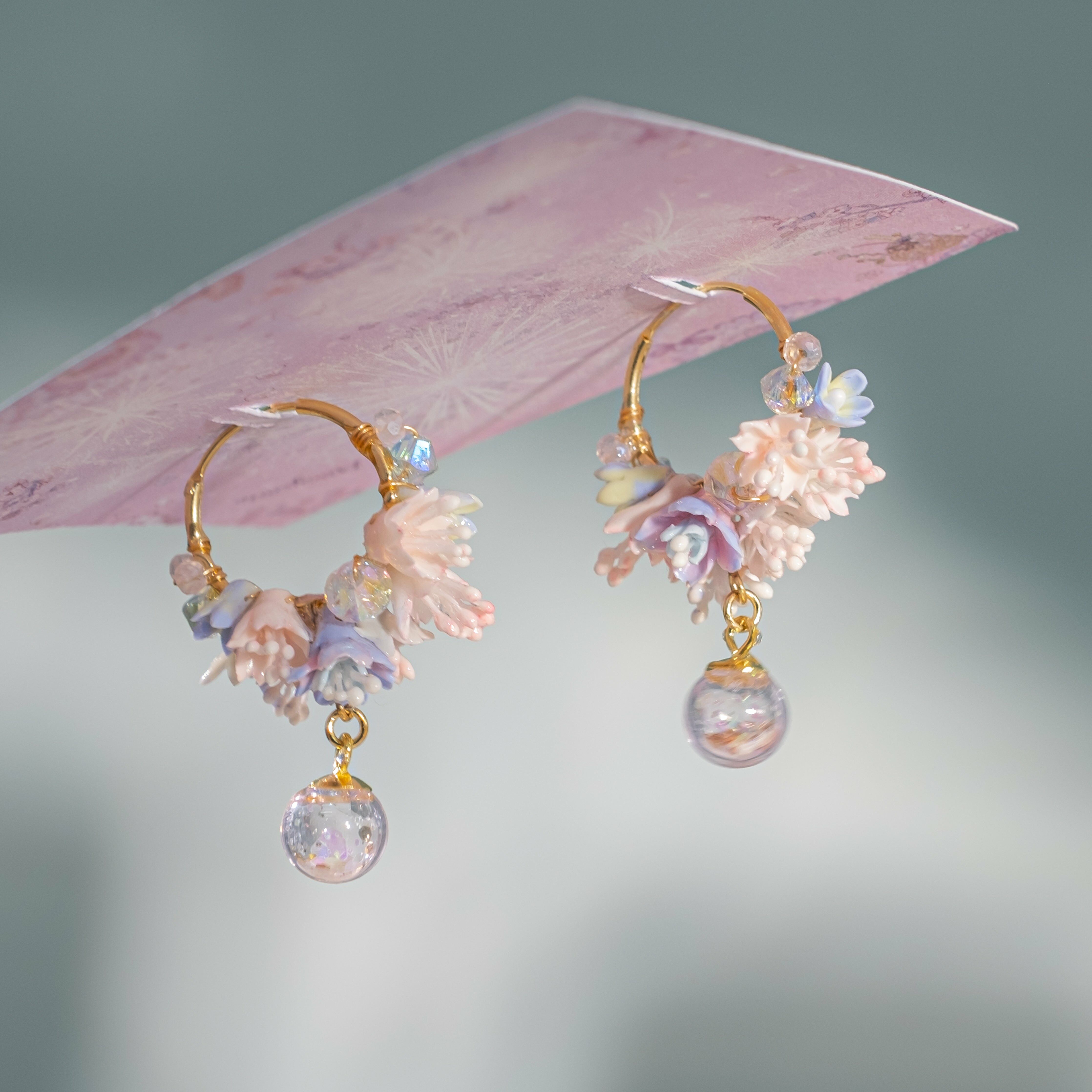 ⑤ Flower Basket S925 Hoop Earrings (7 Designs)