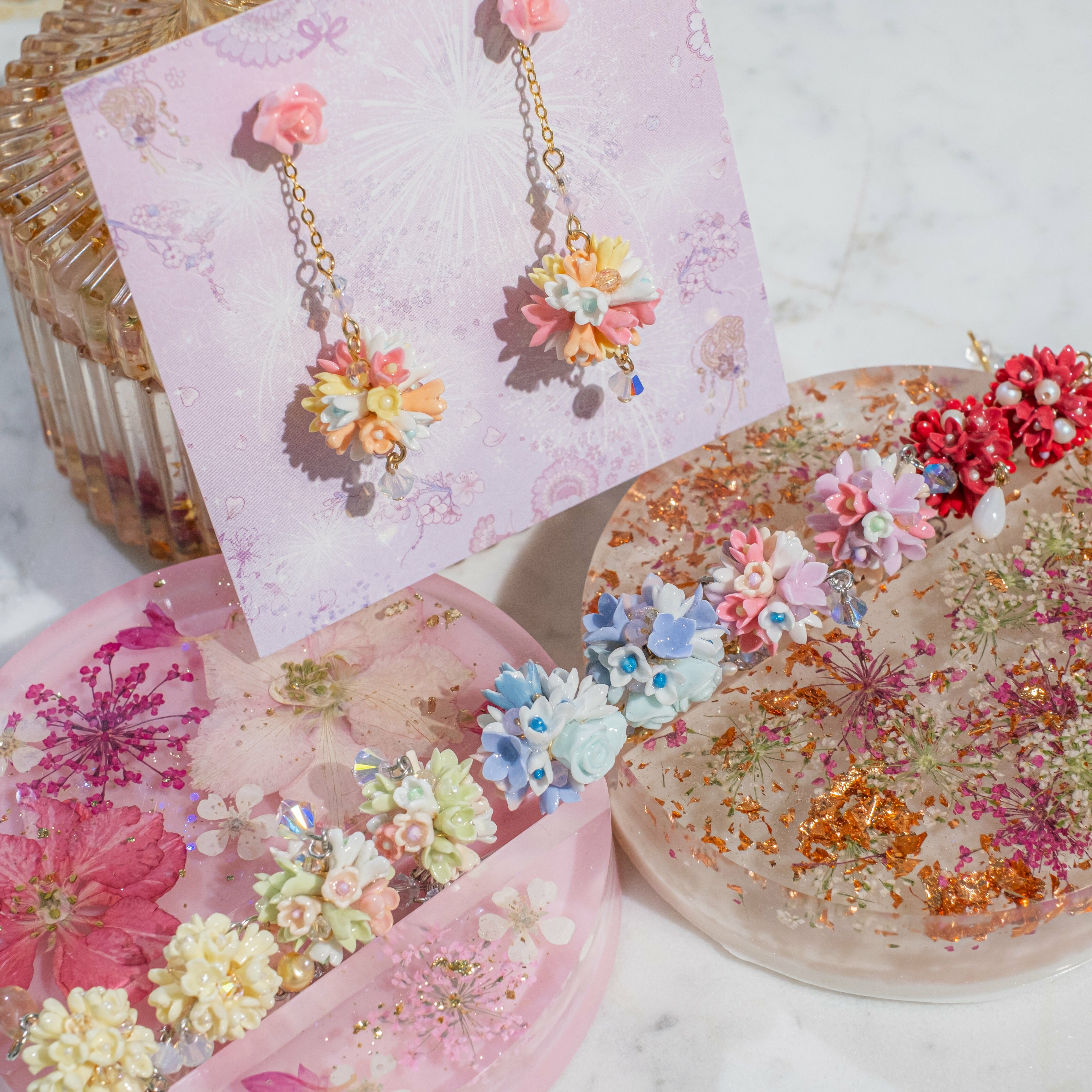 ⑥ HELLO SUMMER 2-way Mini Bouquet Earrings/Clip Earrings (6 Designs)