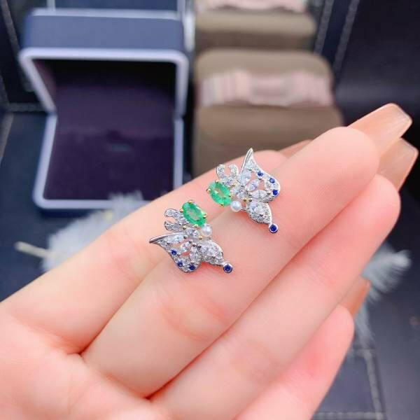 (11.14C)純天然哥倫比亞祖母綠 耳釘