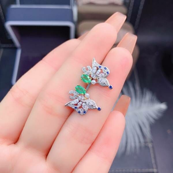 (11.14C)純天然哥倫比亞祖母綠 耳釘