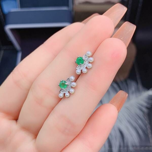 (11.14C)純天然哥倫比亞祖母綠 耳釘