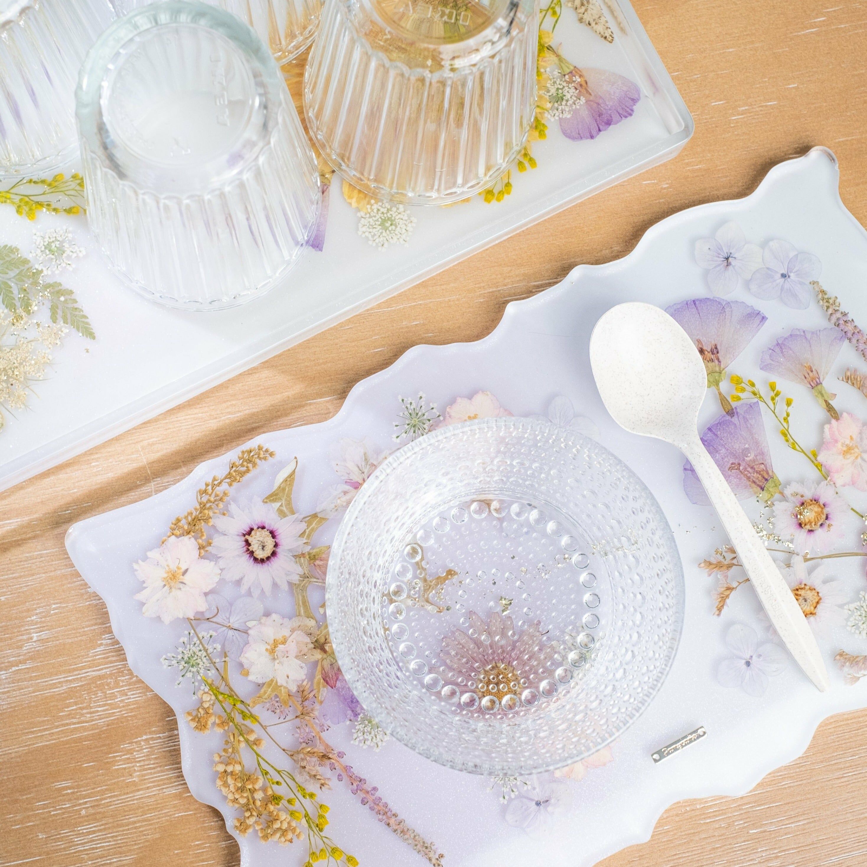 ➆ Preserved Flower Beverage / Food Tray (2 Designs)