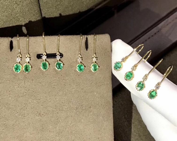 (11.14B)純天然哥倫比亞祖母綠 耳釘