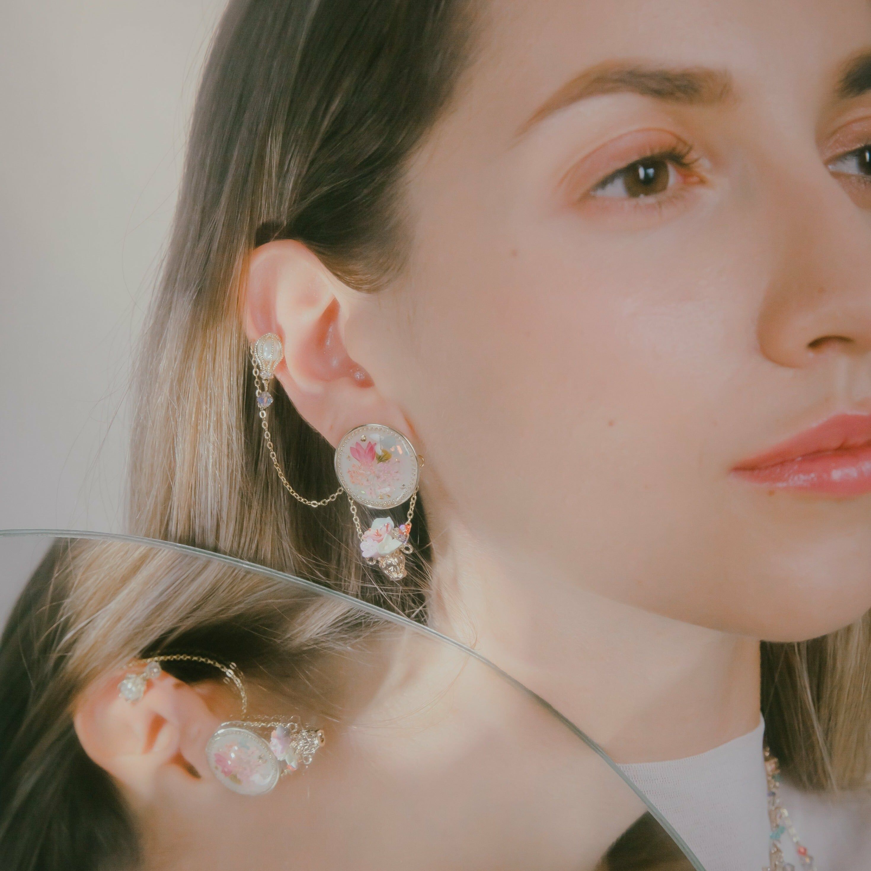 Floating Bouquet Hot Air Balloon Gold-plated S925 Earrings