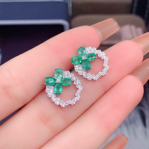 (11.14A)純天然哥倫比亞祖母綠 耳釘