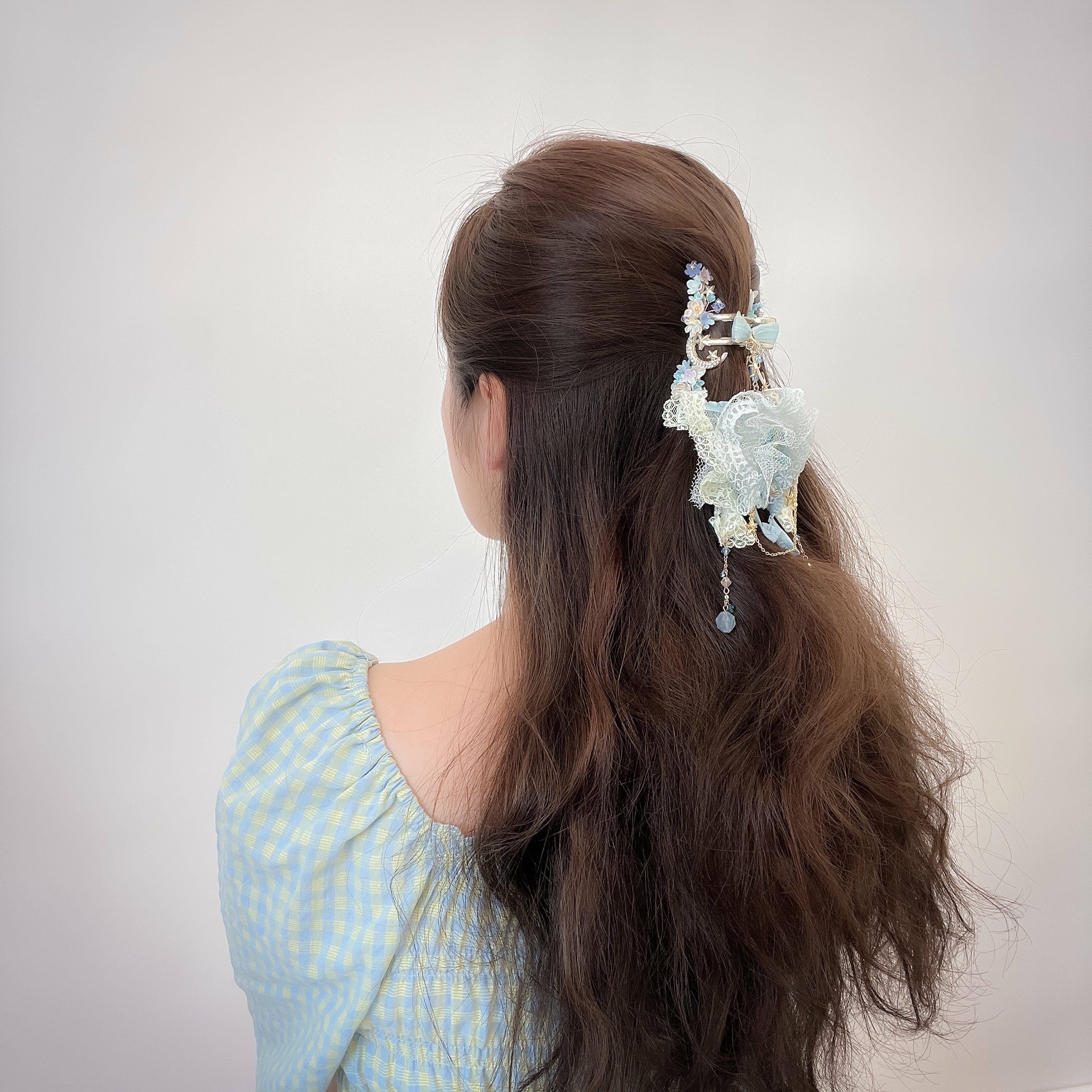 ⑩ Garden Girl Lace Ribbon Claw Clip (9 Designs)